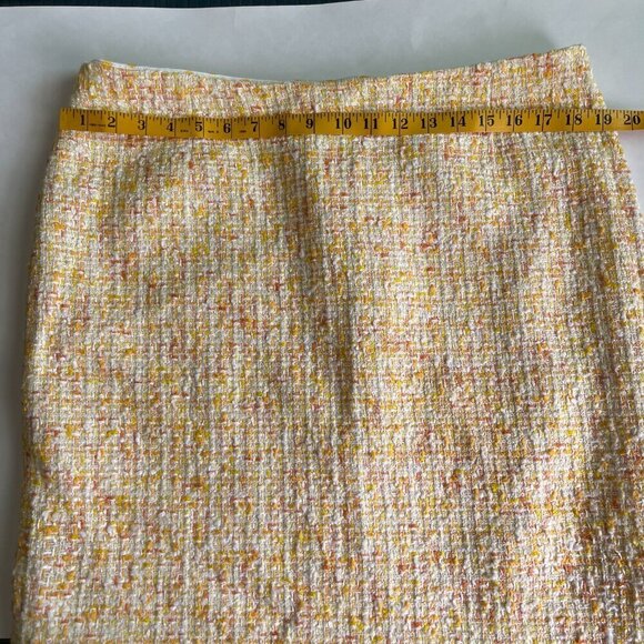 Vintage Carmen Marc Valvo Yellow Chanel Tweed Skirt Size 16 - Picture 6 of 8